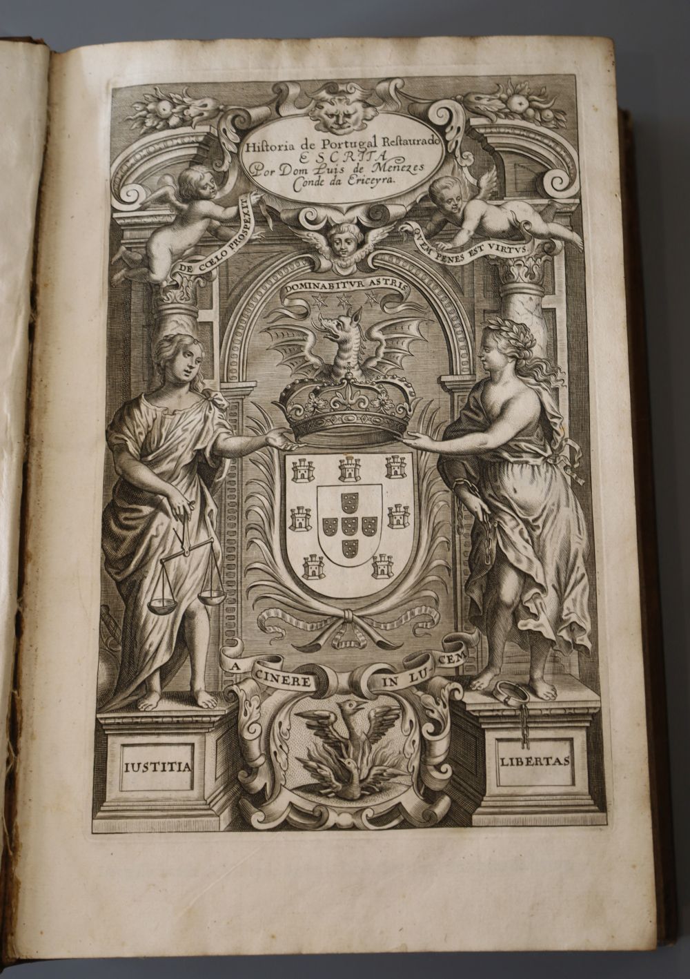 Menezes, Luiz de, Conde da Ericeira - Historia de Portugal restaurado, 2 vols, calf, quarto, Lisbon, 1698-1710